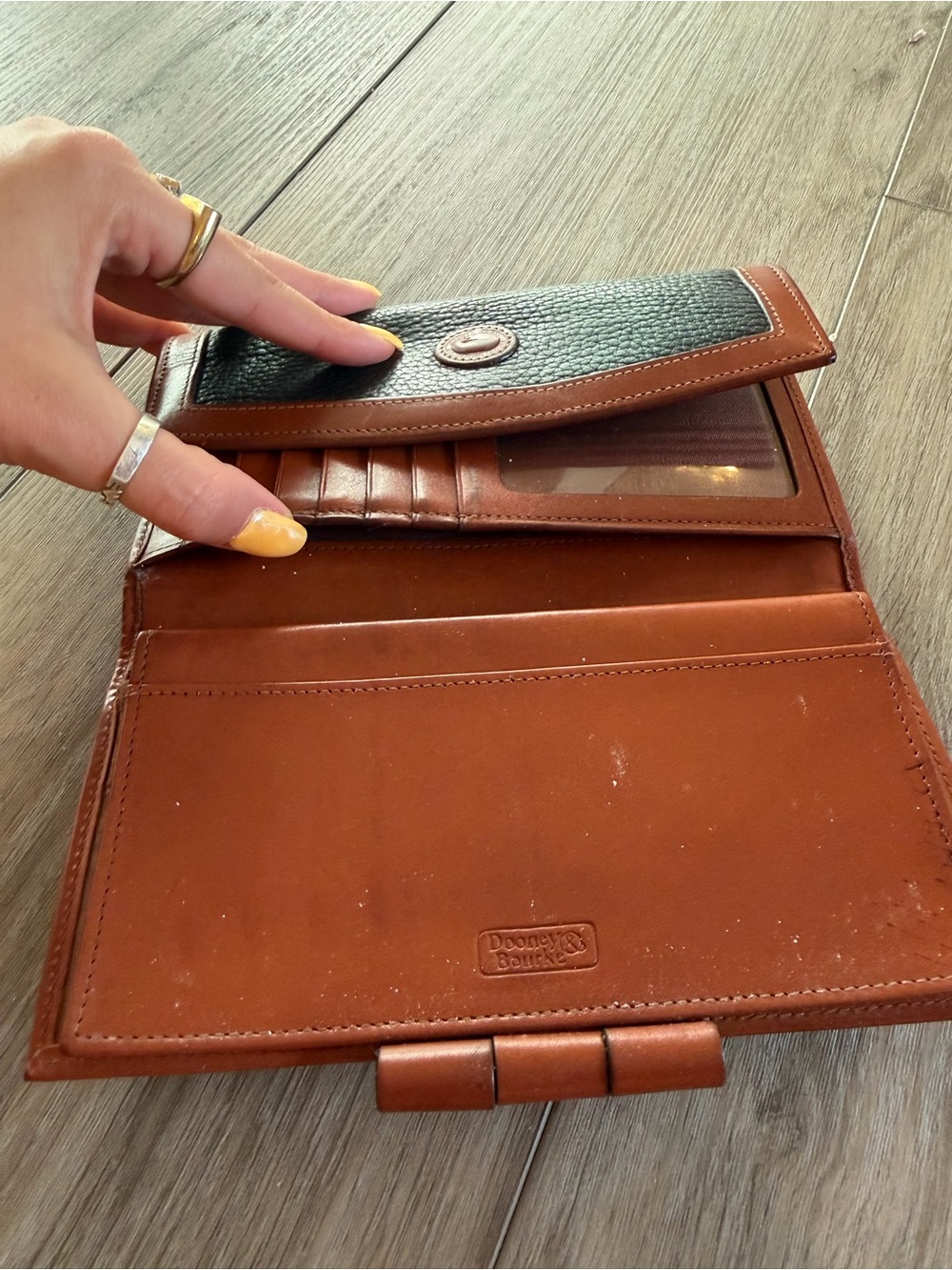 Dooney and Bourke Black and Brown Leather Wallet - Picture 10 of 10